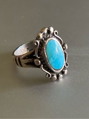 Turquoise Oval Sterling-Silver Women’s Ring